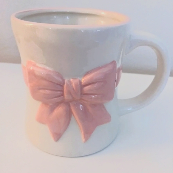 Pink Bow Mug Seeds & Sunshine Coquette Balletcore Ceramic Feminine Girlhood - Picture 4 of 5